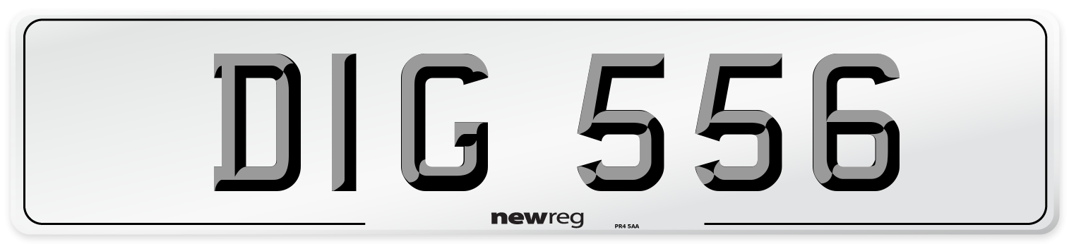 DIG 556 Number Plate from New Reg
